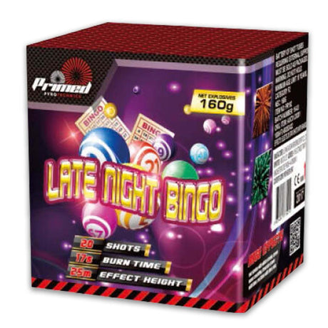 Late night bingo by primed pyrotechnics