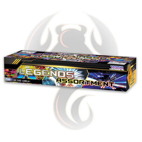 Legends assortment barrage box by vivid pyrotechnics