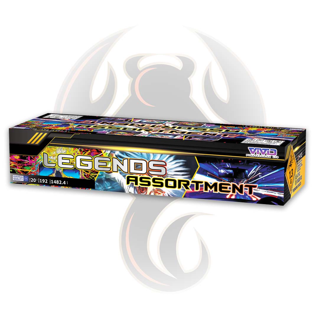Legends assortment barrage box by vivid pyrotechnics