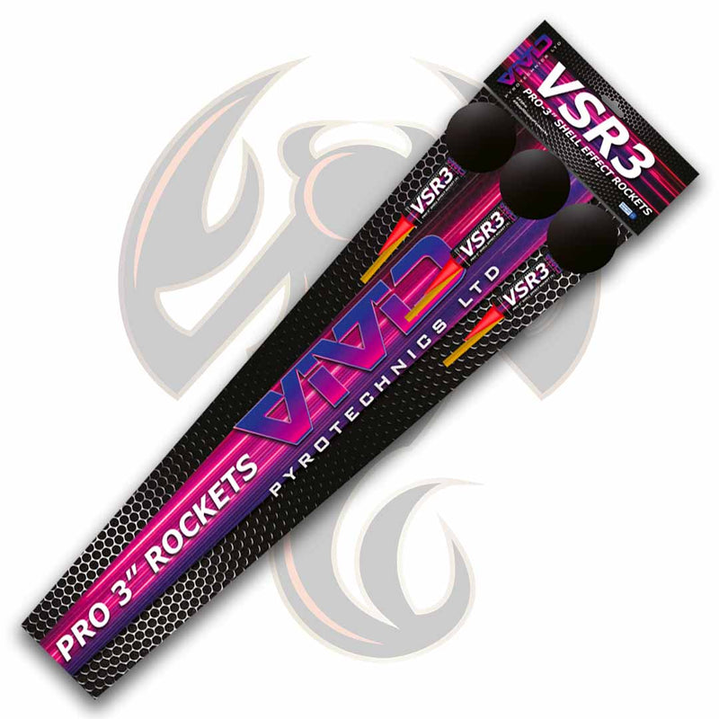 VSR 3" PRO Shell Effect Rockets (3 Rocket Pack) By Vivid Pyrotechnics